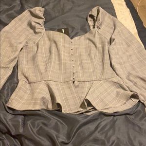 Plaid peplum top! NEW